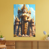 Gouden Thaise Tempelbewaker Canvas Afdruk (Insitu (Woonkamer))
