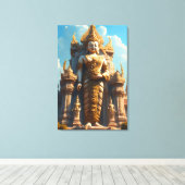 Gouden Thaise Tempelbewaker Canvas Afdruk (Insitu (Houten vloer))