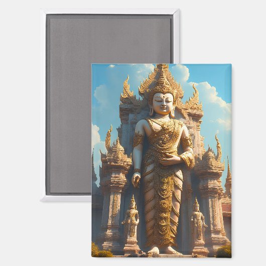 Gouden Thaise Tempelbewaker Magneet (Voorkant / Achterkant)