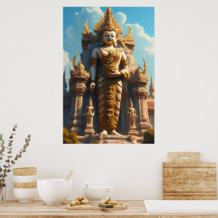 Gouden Thaise Tempelbewaker Poster