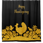 Gouden Thanksgiving Turkije Bloemen Douchegordijn (Voorkant)