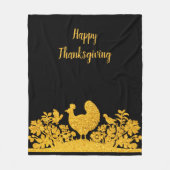 Gouden Thanksgiving Turkije Bloemen Fleece Deken (Voorkant)