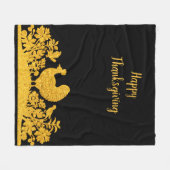 Gouden Thanksgiving Turkije Bloemen Fleece Deken (Voorkant (Horizontaal))