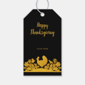 Gouden Thanksgiving Turkije Bloemen Gift Label Cadeaulabel (Voorkant)