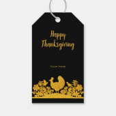 Gouden Thanksgiving Turkije Bloemen Gift Label Cadeaulabel (Achterkant)