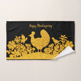 Gouden Thanksgiving Turkije Bloemen Handdoek
