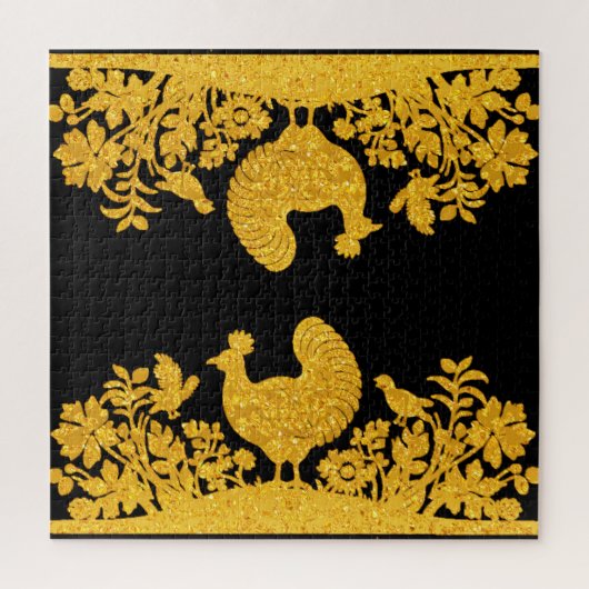 Gouden Thanksgiving Turkije Bloemen Jigsaw Puzzel (Verticaal)