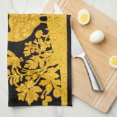 Gouden Thanksgiving Turkije Bloemen Keuken Handdoe Theedoek (Quarter Fold)