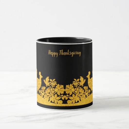 Gouden Thanksgiving Turkije Bloemen Mok (Midden)