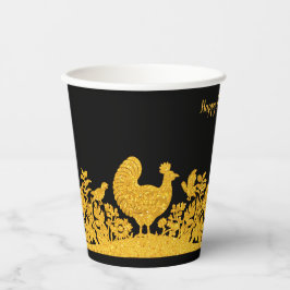Gouden Thanksgiving Turkije Bloemen Papier Cups Papieren Bekers