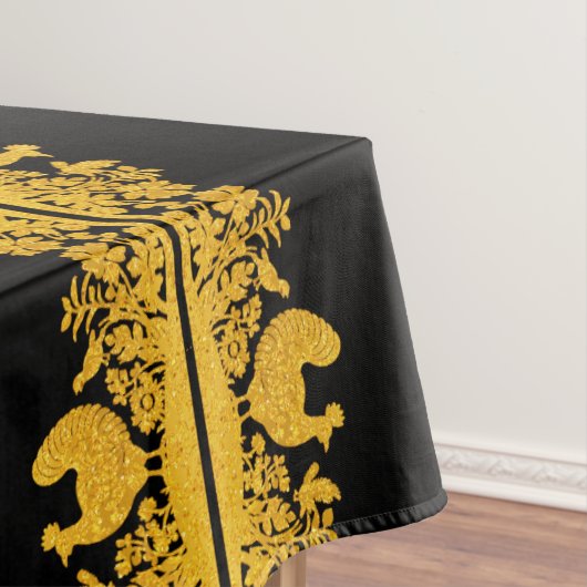 Gouden Thanksgiving Turkije Bloemen Tafelkleed (Voorbeeld)