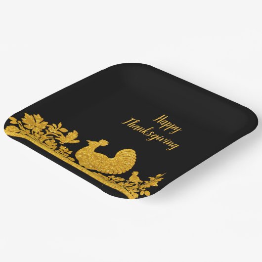 Gouden Thanksgiving Turkije Bloemenpapier Bord (Gebogen)