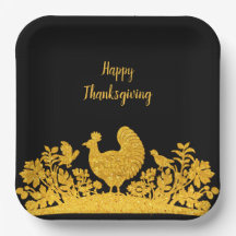 Gouden Thanksgiving Turkije Bloemenpapier Bord