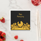 Gouden Thanksgiving Turkije Bloemenservetten Servet (Insitu)