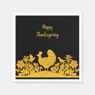 Gouden Thanksgiving Turkije Bloemenservetten Servet