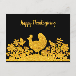 Gouden Thanksgiving Turkije Floral Briefkaart
