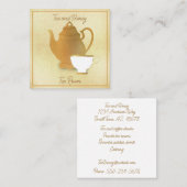 Gouden theepot en kopje Tea Room Visitekaartje (Voorkant / Achterkant)