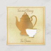Gouden theepot en kopje Tea Room Visitekaartje (Voorkant)