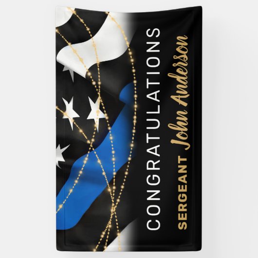 Gouden Thin Blue Line Spandoek (Verticaal)