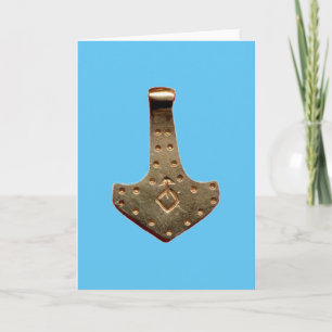 Gouden Thor Hamer blauwe wenskaart Kaart