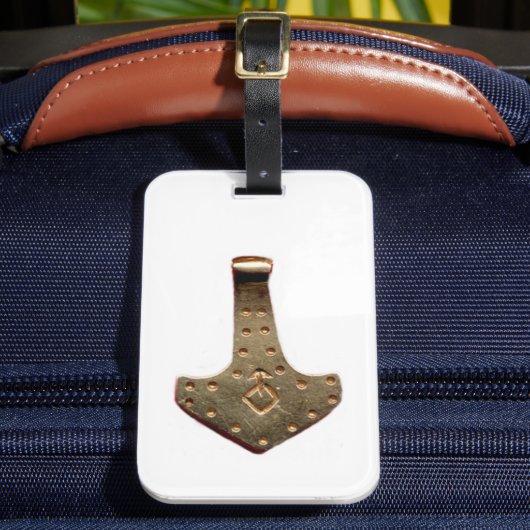 Gouden Thor Hamer witte bagagelabel (Voorkant Insitu 2)