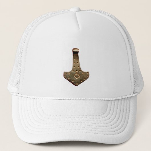 Gouden Thor Hamer witte hoed Trucker Pet (Voorkant)