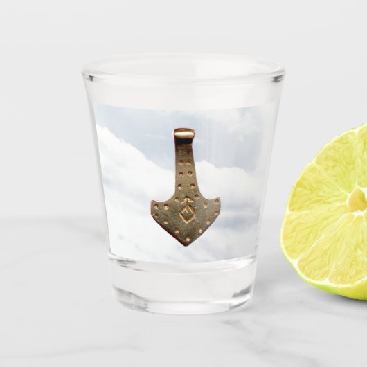 Gouden Thor Hamer wolken schot glas (Voorkant)