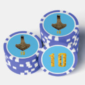 Gouden Thor Hammer blauw 10 gestreepte pokerchip (Opstapeling)
