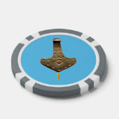Gouden Thor Hammer blauw grijs 1 gestreepte poker  Chips (Enkel)