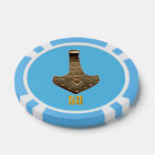 Gouden Thor Hammer blauw lblue 50 gestreepte poker Chips (Enkel)