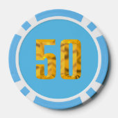 Gouden Thor Hammer blauw lblue 50 gestreepte poker Chips (Achterkant)