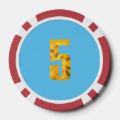 Gouden Thor Hammer blauw rood 5 gestreepte poker c Chips (Achterkant)
