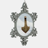 Gouden Thor Hammer pewter sneeuwvlok Yule ornament (Links)