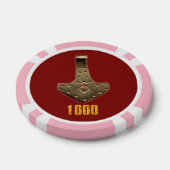 Gouden Thor Hammer rode roze 1000 gestreepte poker Chips (Enkel)