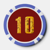 Gouden Thor Hammer rood blauw 10 gestreepte poker Chips (Achterkant)