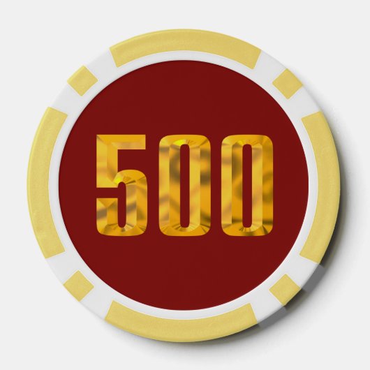 Gouden Thor Hammer rood geel 500 streep poker chip (Achterkant)