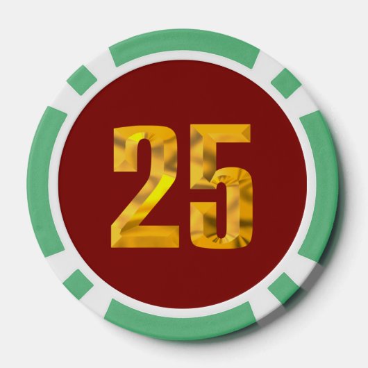 Gouden Thor Hammer rood groen 25 gestreepte pokerc Poker Chips (Achterkant)