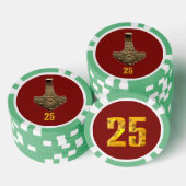 Gouden Thor Hammer rood groen 25 gestreepte pokerc Poker Chips (Opstapeling)