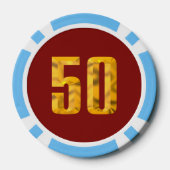 Gouden Thor Hammer rood lt blauw 50 gestreepte pok Poker Chips (Achterkant)