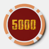 Gouden Thor Hammer rood sinaasappel 5000 streep po Poker Chips (Achterkant)