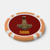 Gouden Thor Hammer rood sinaasappel 5000 streep po Poker Chips (Enkel)