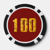 Gouden Thor Hammer rood zwart 100 gestreepte poker Chips (Achterkant)