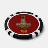 Gouden Thor Hammer rood zwart 100 gestreepte poker Chips (Enkel)