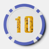 Gouden Thor Hammer wit blauw 10 gestreepte poker c Poker Chips (Achterkant)