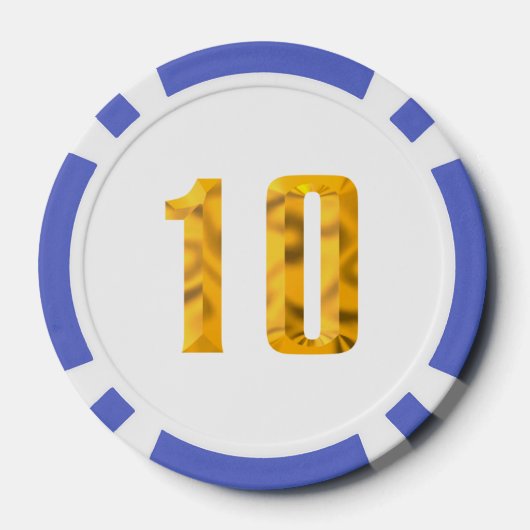 Gouden Thor Hammer wit blauw 10 gestreepte poker c Poker Chips (Achterkant)