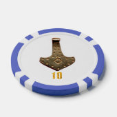 Gouden Thor Hammer wit blauw 10 gestreepte poker c Poker Chips (Enkel)