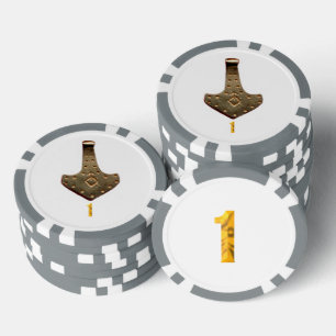 Gouden Thor Hammer wit grijs 1 gestreepte pokerchi Poker Chips