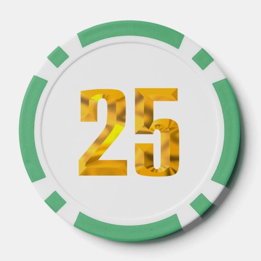 Gouden Thor Hammer wit groen 25 gestreepte pokerch Poker Chips (Achterkant)