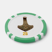Gouden Thor Hammer wit groen 25 gestreepte pokerch Poker Chips (Enkel)