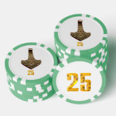 Gouden Thor Hammer wit groen 25 gestreepte pokerch Poker Chips (Opstapeling)